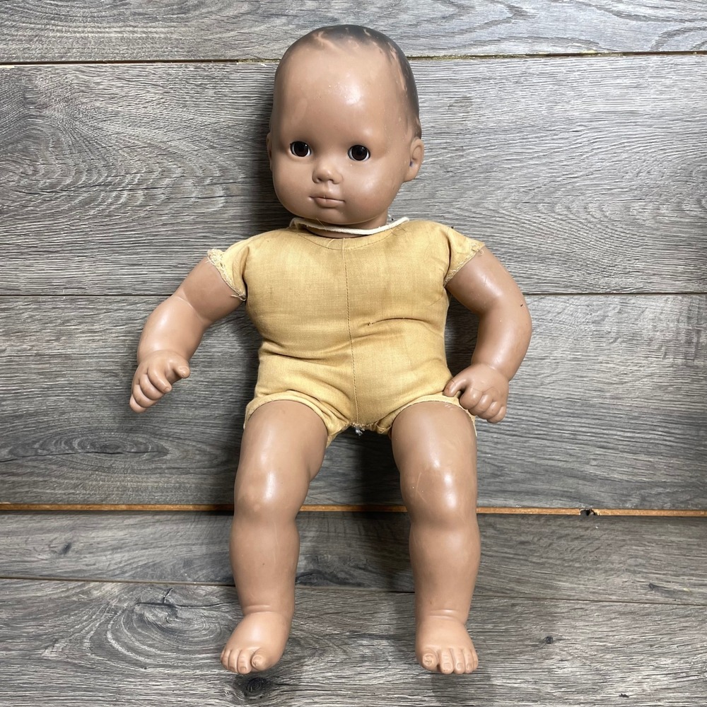 Vintage Pleasant CO American Baby Doll Kids OS Tan Cloth‎ Body Molded Hair 16"